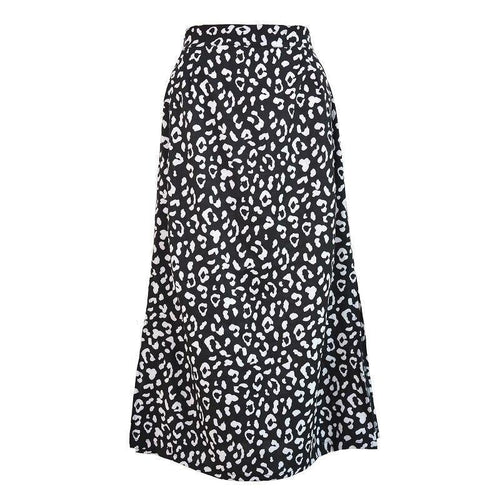 Kvinna Midi Rock A-linjeformad Polyester Elastan Leopardmönster-1