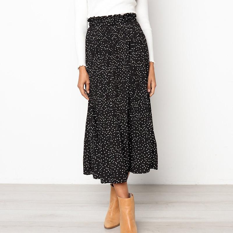 Dam Midirock Prickig Design Elastisk Midja Polyester 1