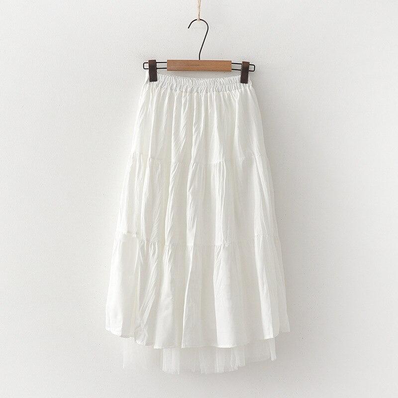 Kjol Dam Midi Bohemisk Elastisk Midja Polyester-2