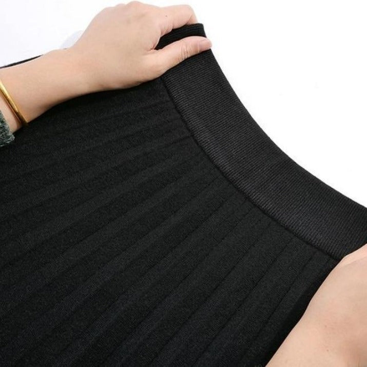 Dam Asymmetrisk Kjol Veckad Stickad Tyg 3