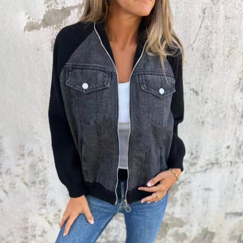 Variant image for Damjacka i Denim med Funktionella Fickor för Vardagsbruk-6