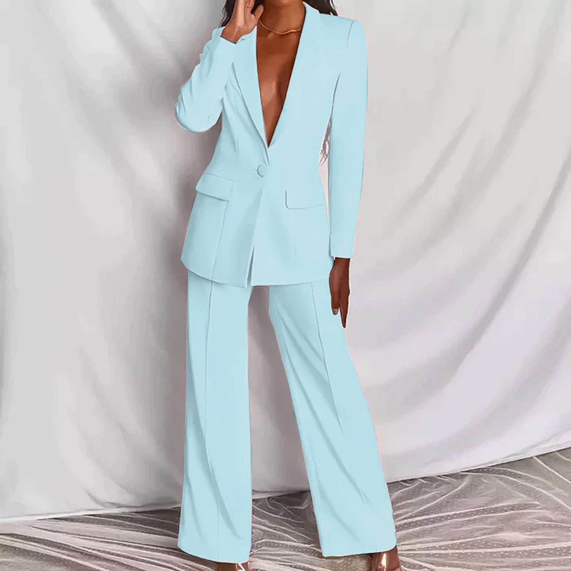 Variant image for Dam Blazer och Byxor Modern Polyester Elastan Uppsättning-15