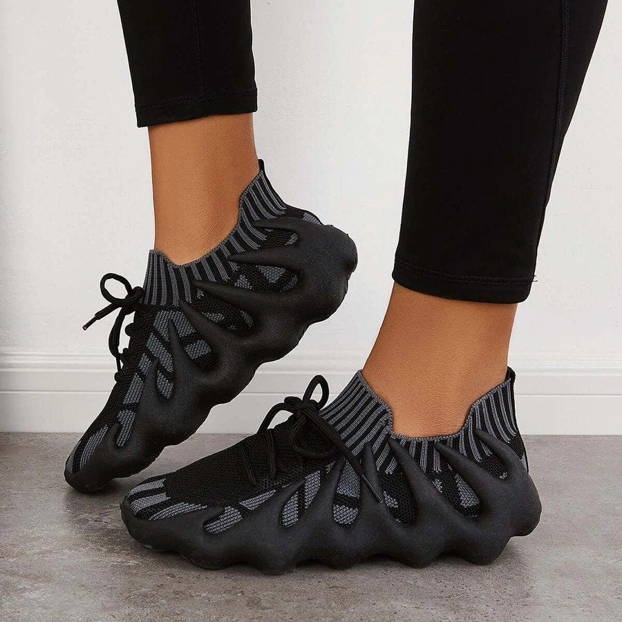 Unisex Sneakers, Flexibla Andningsbara Stretchnät Gummi, Halkfri Sula för Sport och Vardag 12