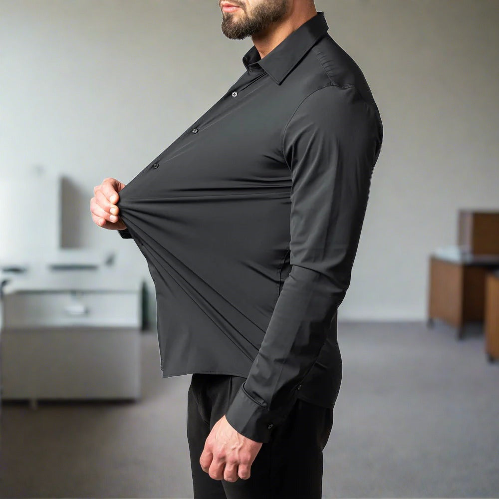 Dam Skjorta Rynkefri Elastisk Stretchtyg-5