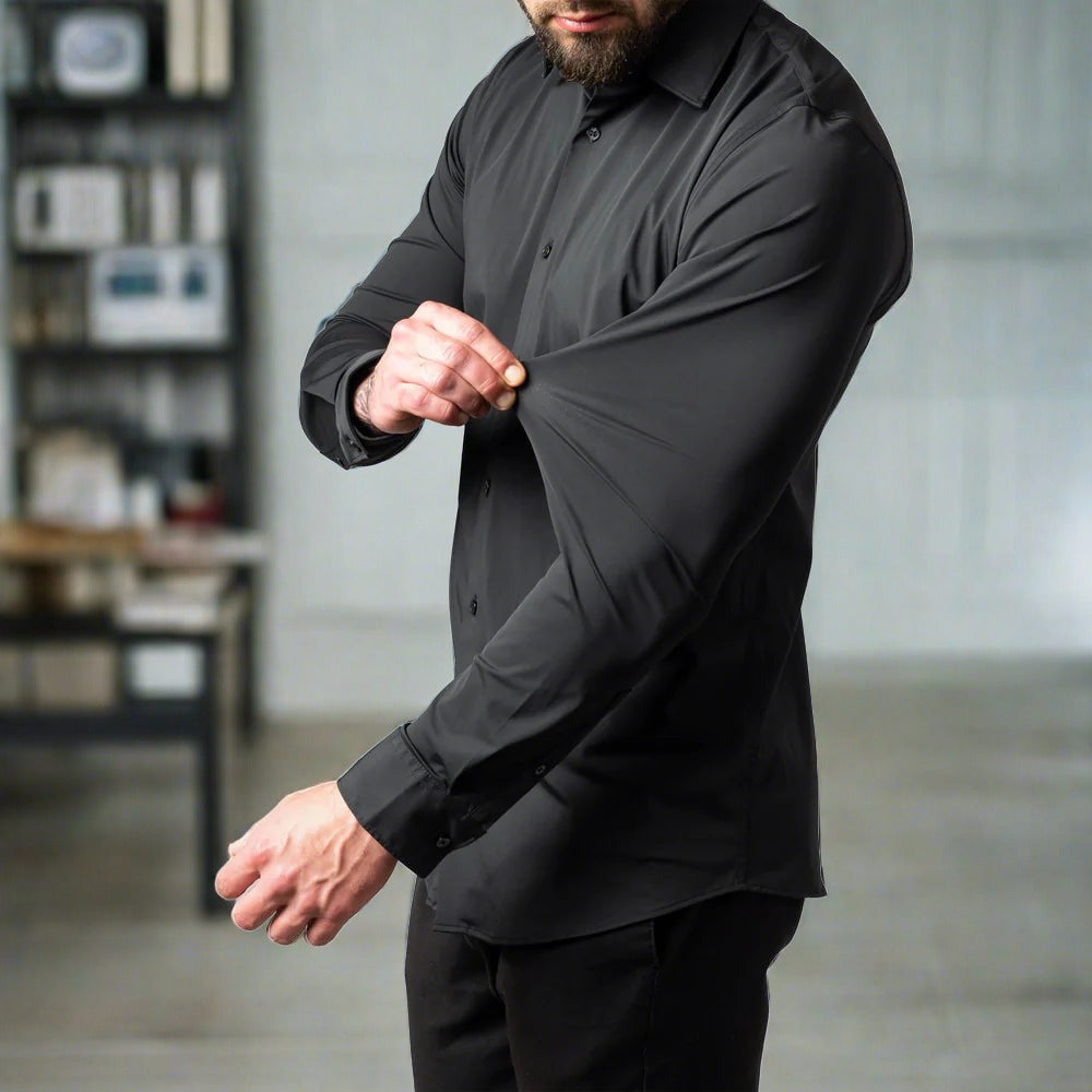 Dam Skjorta Rynkefri Elastisk Stretchtyg-6