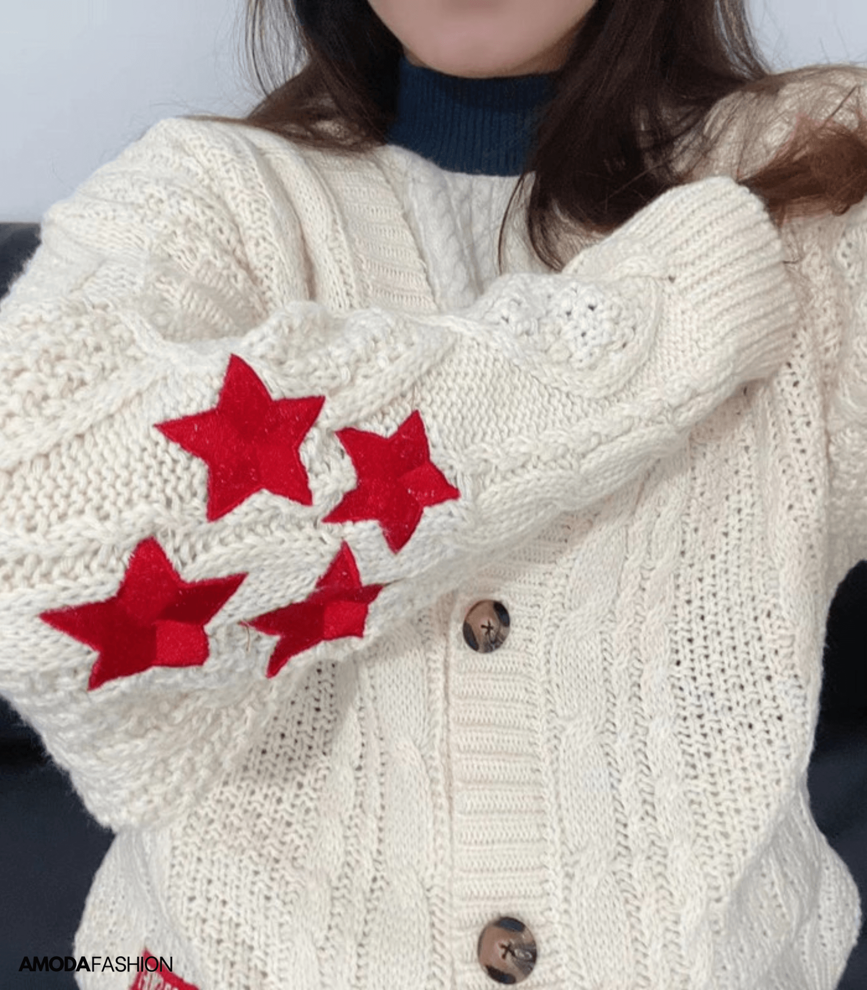 Dam Tröja Stjärnmönster Mjuk Fleece Avslappnad Passform-5