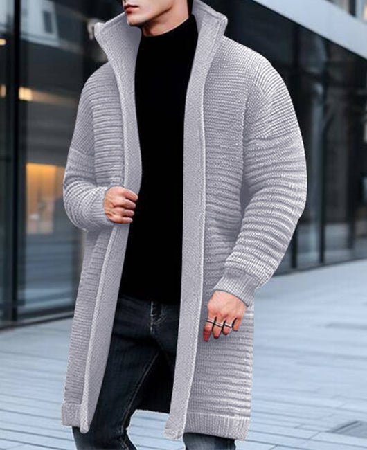 Lång Stickad Kofta för Dam i Mjuk Akrylblandning – Klassisk Design för Alla Tillfällen 6