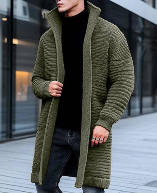 Lång Stickad Kofta för Dam i Mjuk Akrylblandning – Klassisk Design för Alla Tillfällen 5