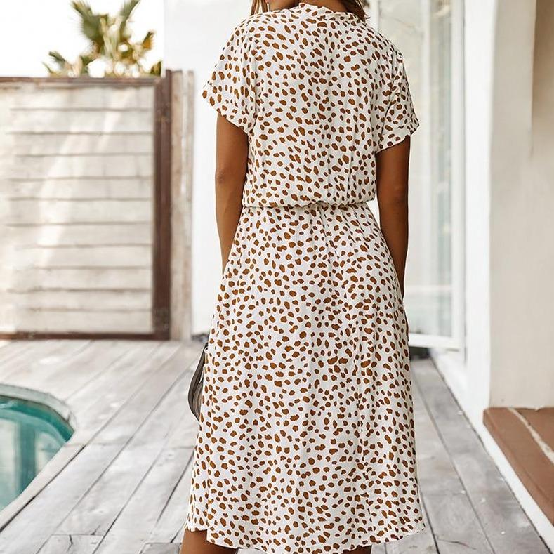 Midi Damklänning med Djurtryck och Löst Snitt i Polyester – Perfekt för Sommardagar, Finns i Flera Färger 2