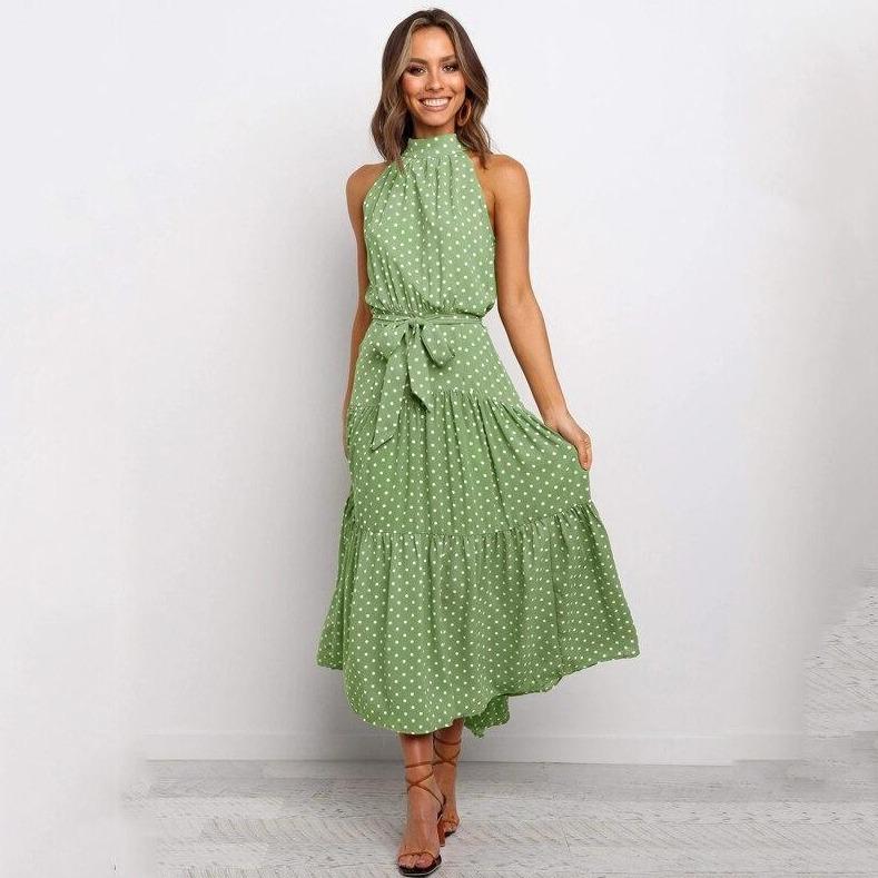 Dam Midiklänning Hög Krage Mönstrad Polyester-6