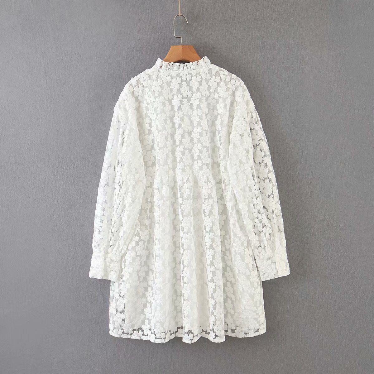 Damer Miniklänning Långa Ärmar Spets Högkvalitativt Tyg-2