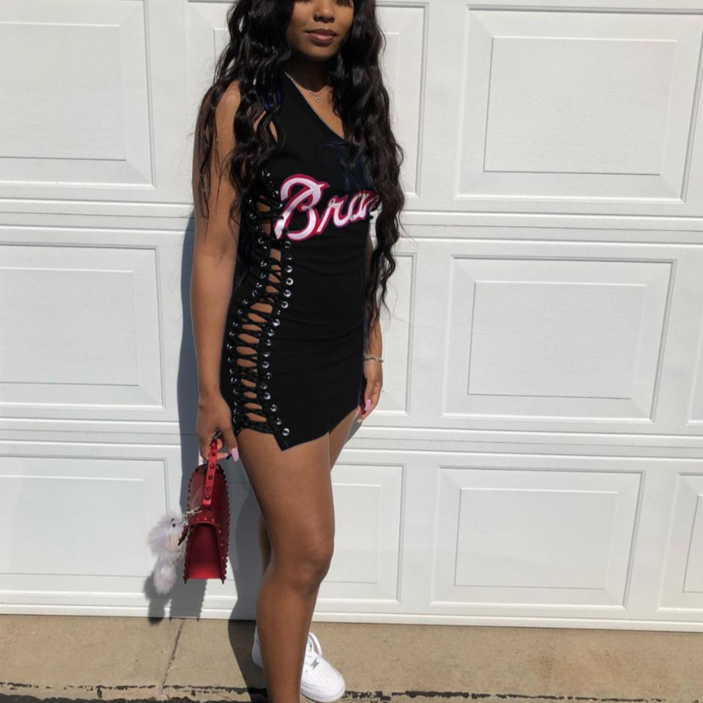 Kvinnors Miniklänning Snörning Polyester Elastan 2