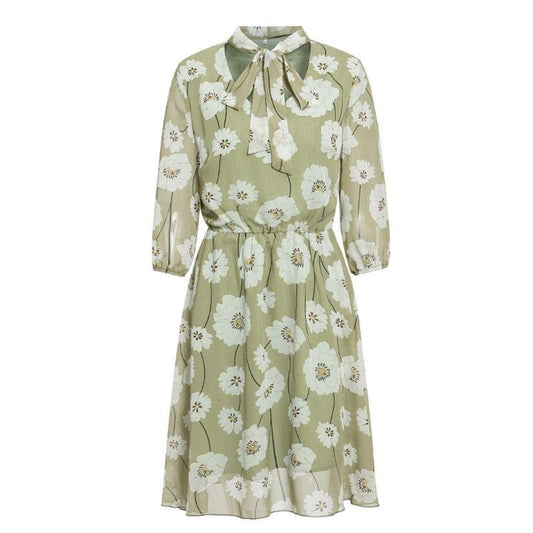 Kvinnors Miniklänning Blommönstrad 3/4 Ärmar 100% Bomull-1