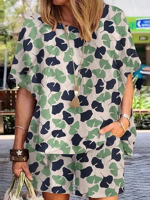 Variant image for Dam Casual Set Prickmönstrad Blus Loose Fit Polyester Spandex-57