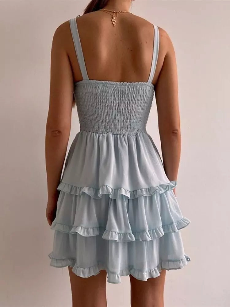 Kvinnors Mini Klänning Öppen Rygg Chiffong-6