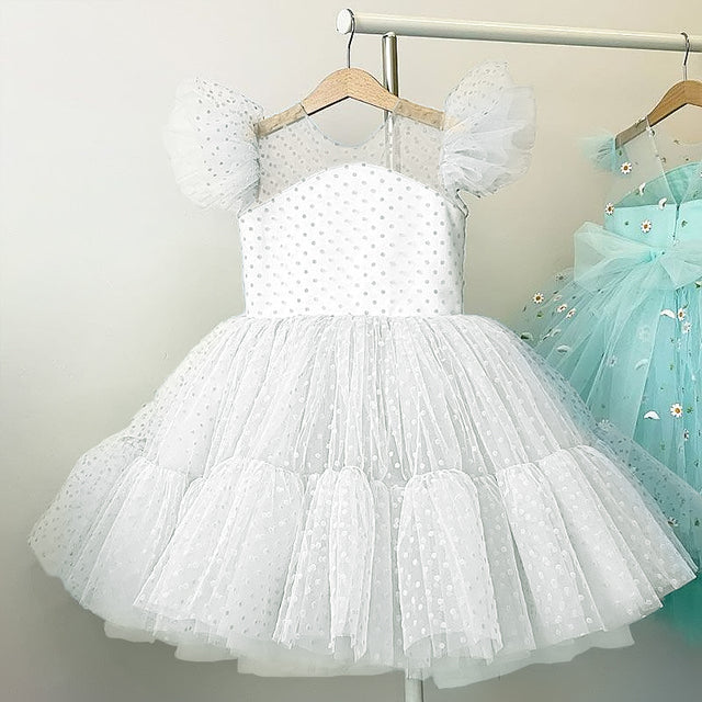 Variant image for Flickor Prinsessklänning Prickig Polyester Viskos Spets Voile-22