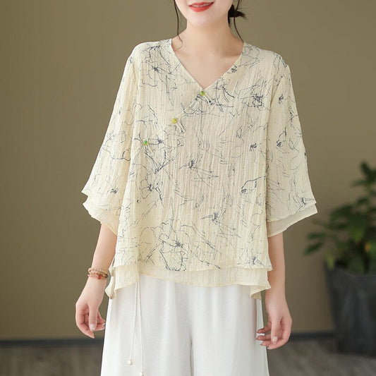 Dam Blus Elegant LĂ€tt Bomull-1