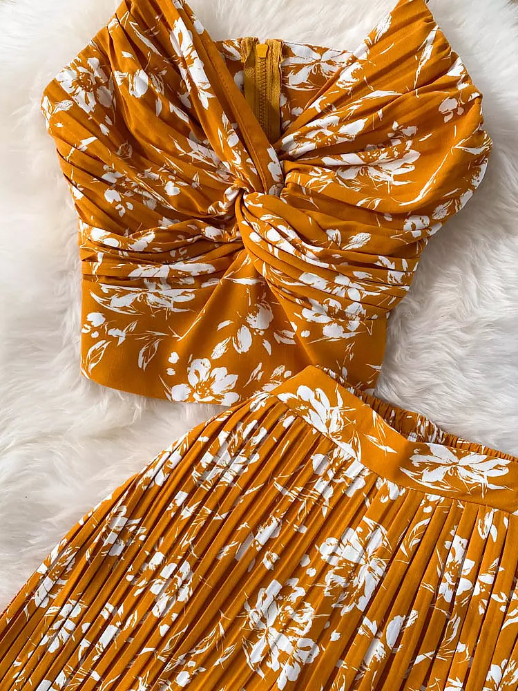 Damer Tvådelat Strandset Ärmlös Syntetfiber Vidbyxor-4