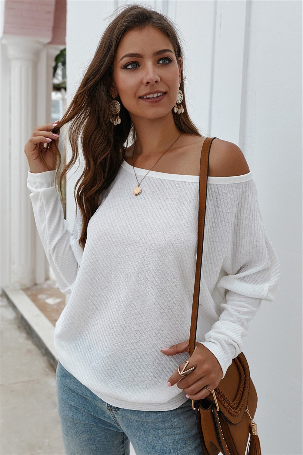 Variant image for Stickad Dam Tröja Långa Ärmar Rund Hals Mjuk Polyester-1