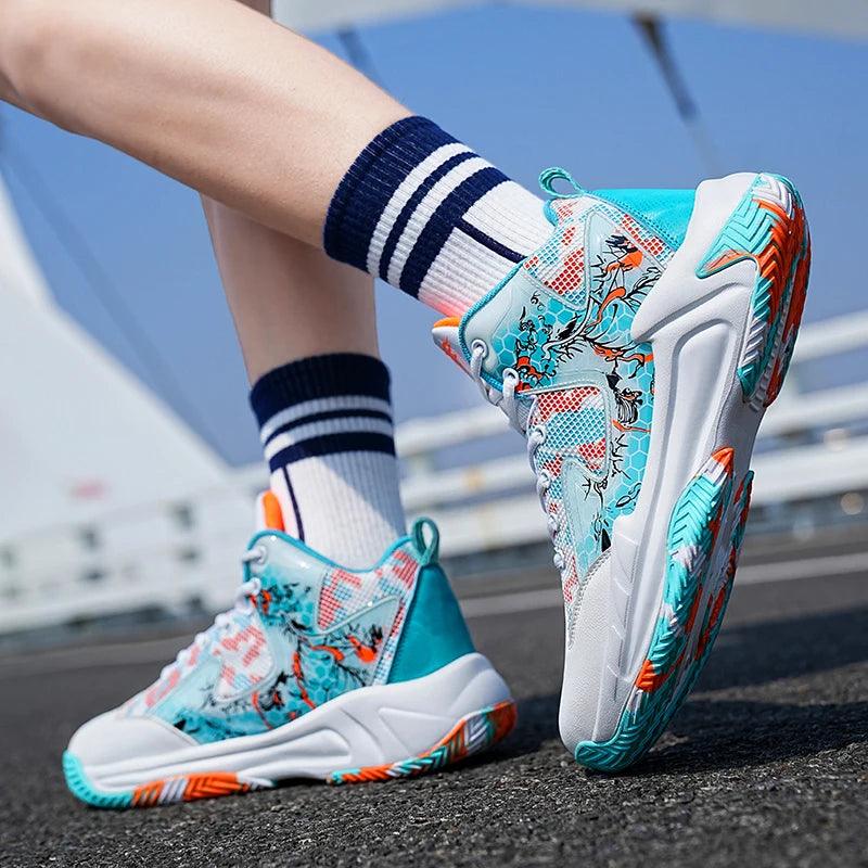 Herr Högkorgsbasketskor Grafiskt Tryckad Textil Syntetisk-6