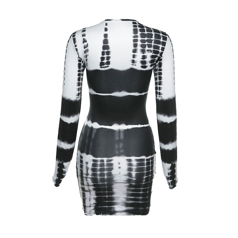 Damklänning Mini Bodycon Stretch Polyester med Långa Ärmar-4