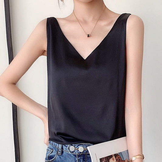 Dam Tank Top Silke Mjuk Design Elegant-1