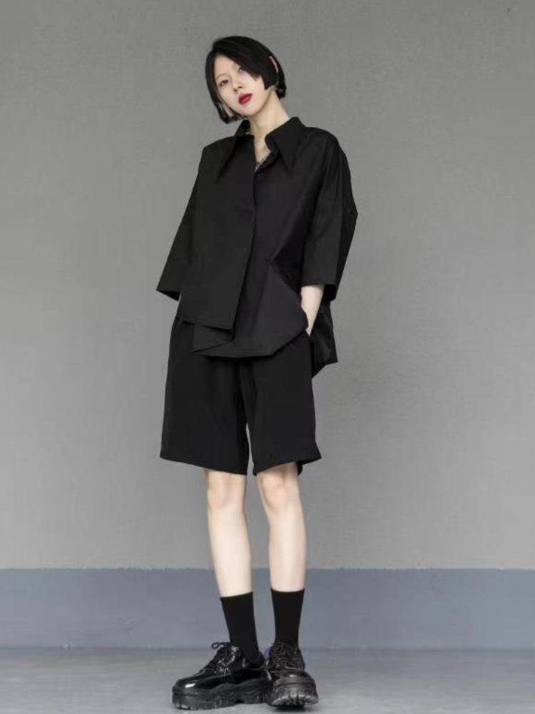 Dam Blus Långärmad Asymmetrisk Chiffong-5