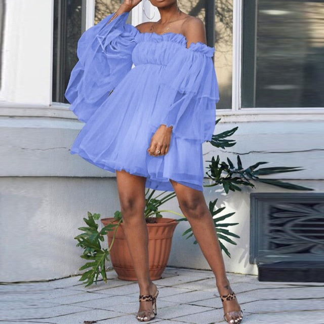 Kvinnors Mini Klänning A-Linje Ruffles Polyester-2