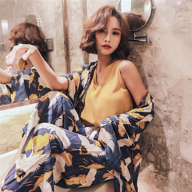 Variant image for Dam Nattkläder Set Blommönster Polyester och Viskos-19