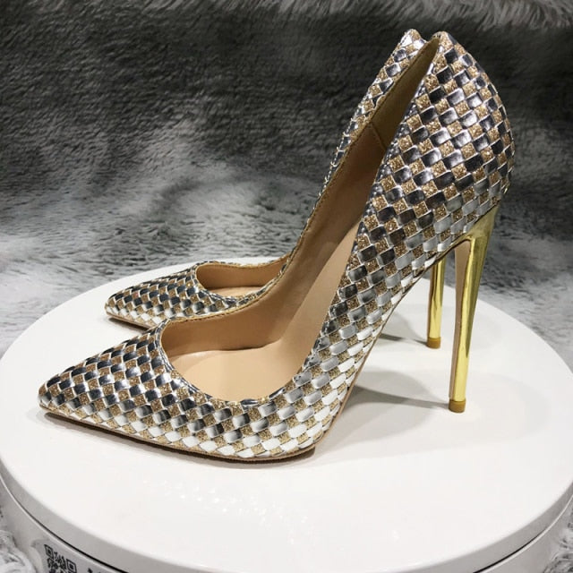 Variant image for Dam Stilett Skor Woven Mikrofiber Hög Klack Slip-On-1