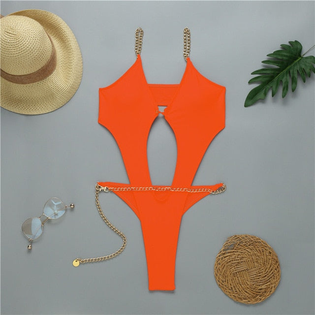 Variant image for Dam Monokini Kedjestroppstil Polyester Spandex-9