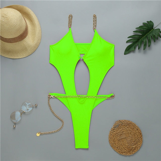 Variant image for Dam Monokini Kedjestroppstil Polyester Spandex-10