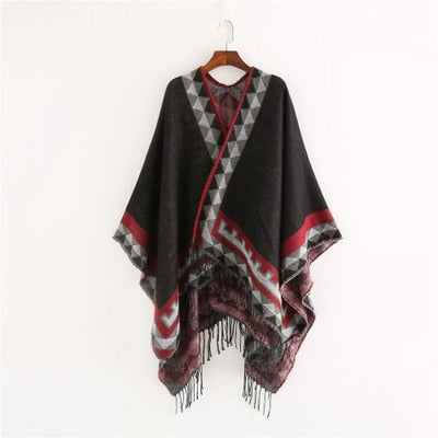 Variant image for Dam Poncho Geometrisk Design Akryl-2