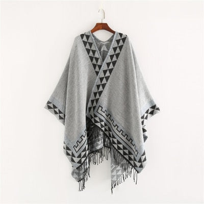Variant image for Dam Poncho Geometrisk Design Akryl-5