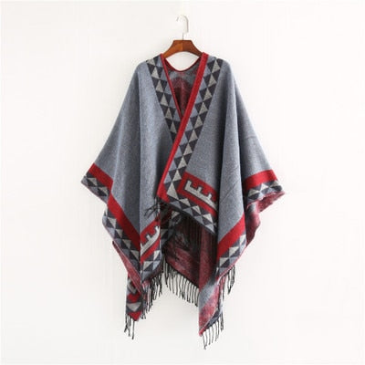 Variant image for Dam Poncho Geometrisk Design Akryl-10