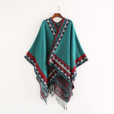 Variant image for Dam Poncho Geometrisk Design Akryl-8