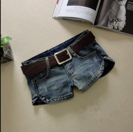 Dam Höfthöga Shorts Casual Bomull med Fickor och BlixtlÄs-1