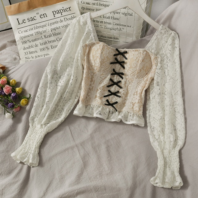 Variant image for Dam Långärmad Blus Lykta-Stil Blommönster Polyester-1