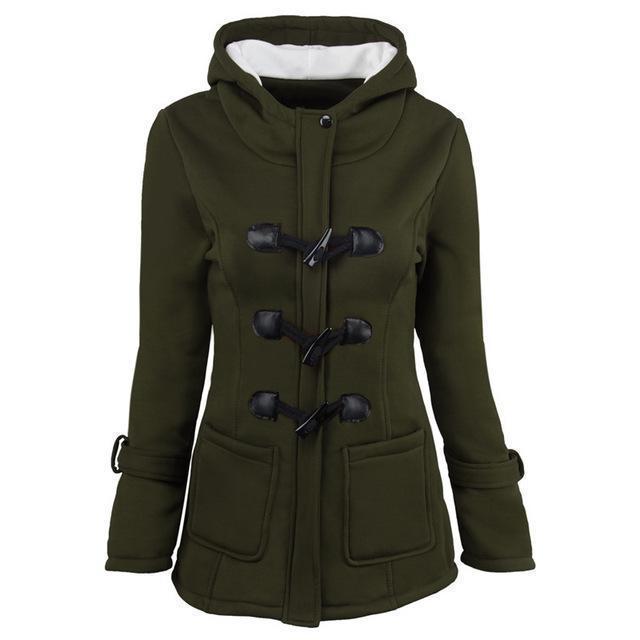Dam Vinterjacka Modern Huva Varmt Foder-2