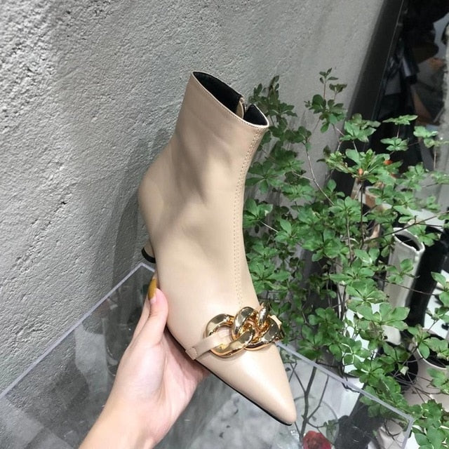 Dam Chelsea Boots Kedjedetalj PU Gummi-1