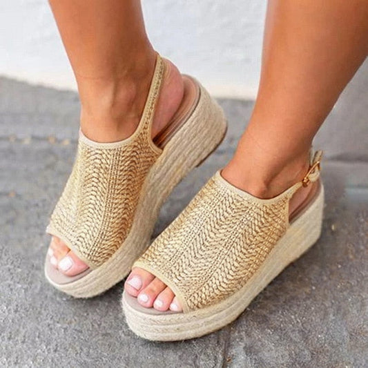 Dam Sandaletter Med Klack i Mikrofiber och Plattform-1