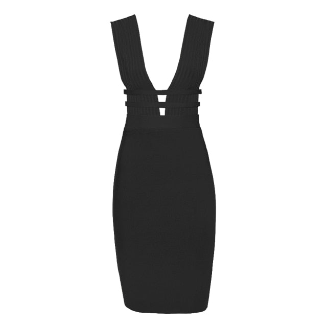 Variant image for Dam Midi Klänning V-ringad Smal Nylon med Utskärningar-6