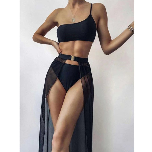 Variant image for Dam Bikini Set Transparent Sarong Polyester Spandex-1