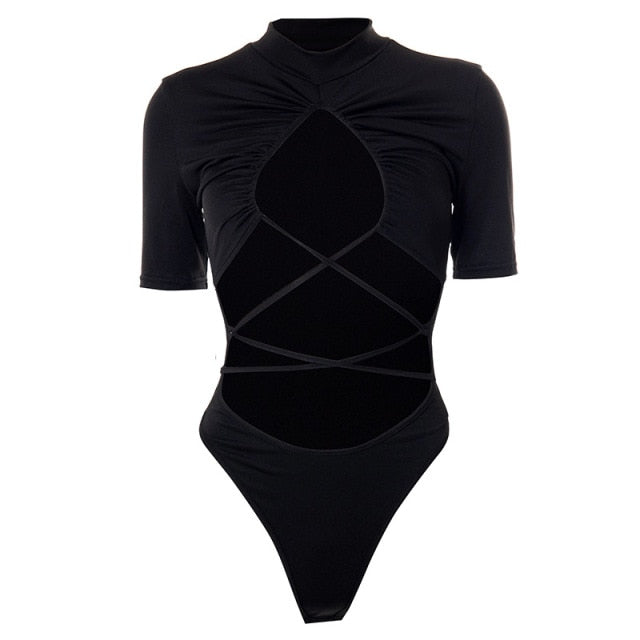 Dam Body Kortärmad V-ringning Polyester Spandex-1