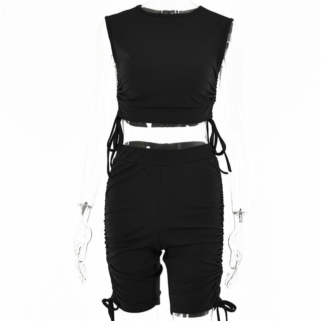 Variant image for Dam Korta Uppsättningar Crop Top Elastisk Midja Polyester Spandex-1