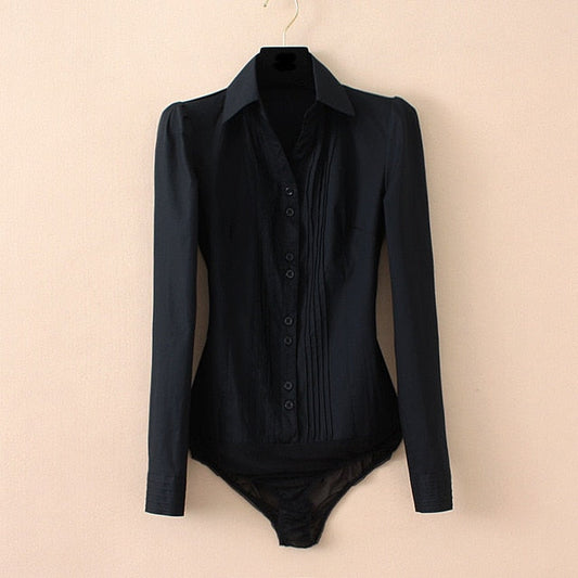 Dam Bodysuit LĂ„nga Ărmar Knappdetaljer 100% Bomull-1