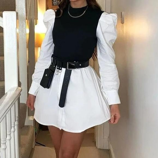 Dam Miniklänning Långärmad A-Linje Polyester-1