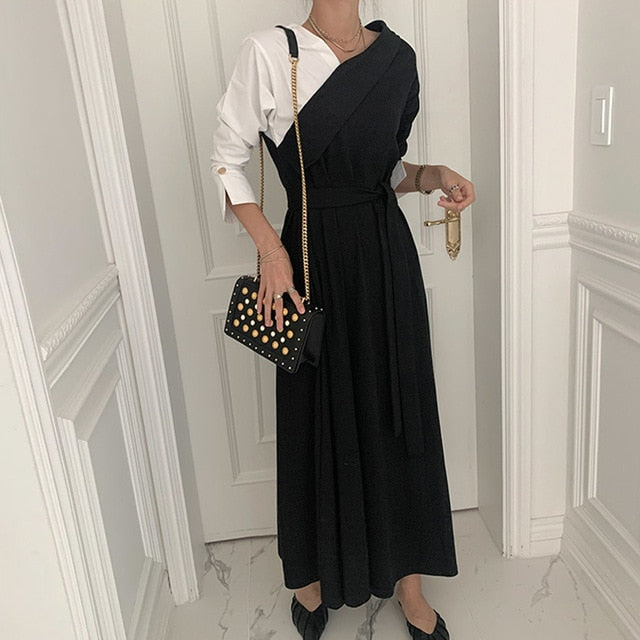 Variant image for Dam Lång Klänning V-Hals Långärmad Polyester Elegant Fina Dam Klänningar-2