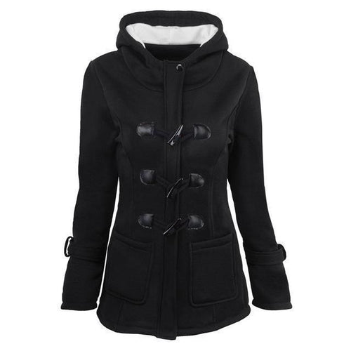 Dam Vinterjacka Modern Huva Varmt Foder-1