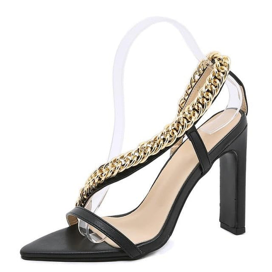 Dam Sandaler Slingback Kedjedesign PU Gummimönster-1